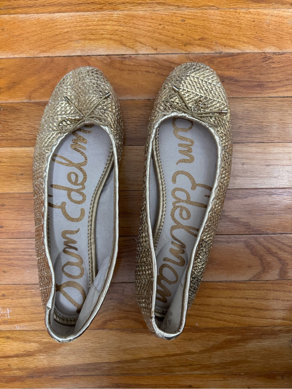 Sam Edelman Metallic Gold Woven Ballet Flats